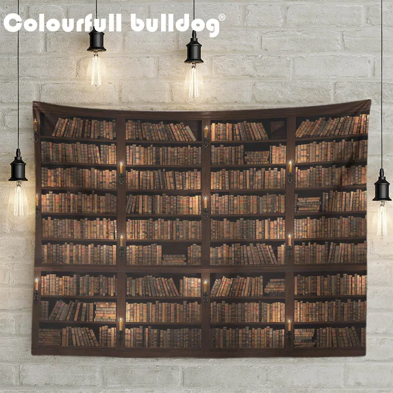 Retro Bookshelf Music Notes Wall Hanging Tapestries Train Look