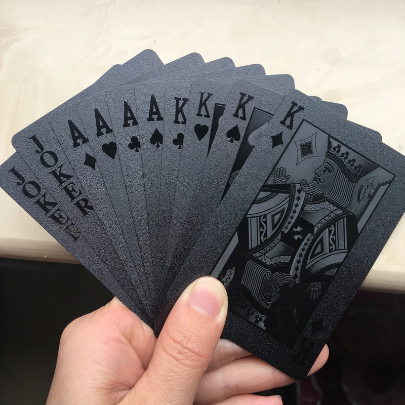 

Waterproof Black Plastic 3D Embossing Poker Cards PET Material Advanced Plastic Playing Cards Good Gift for Collection (1Deck)