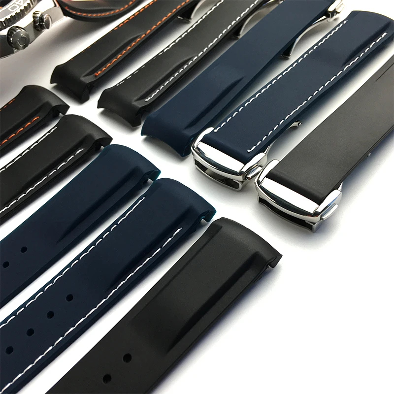 Ремешок для часов из силиконовой резины 19 мм 20 21 22 изогнутый конец Omega Seamaster 300 AT150