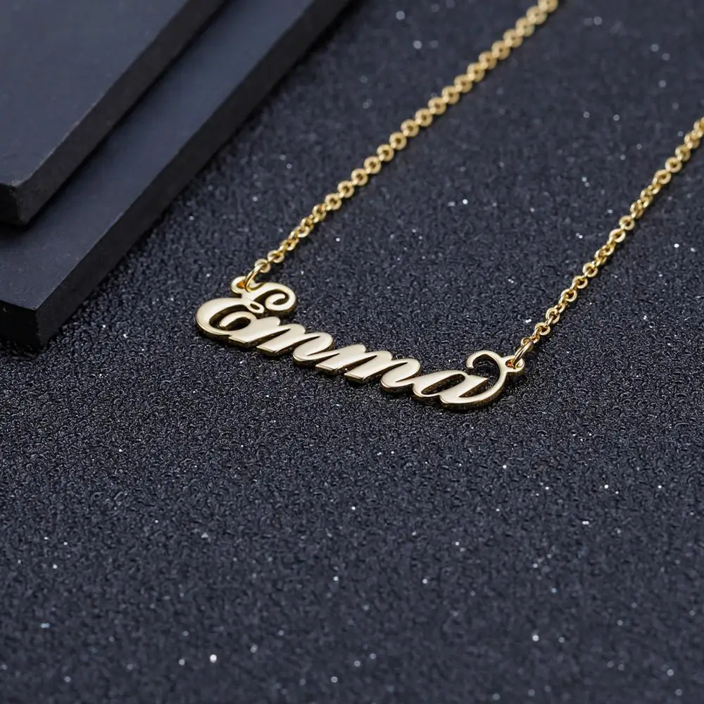 Заказное именное ожерелье Настоящее 14K золото имя кулон ожерелья для женщин Hanmade