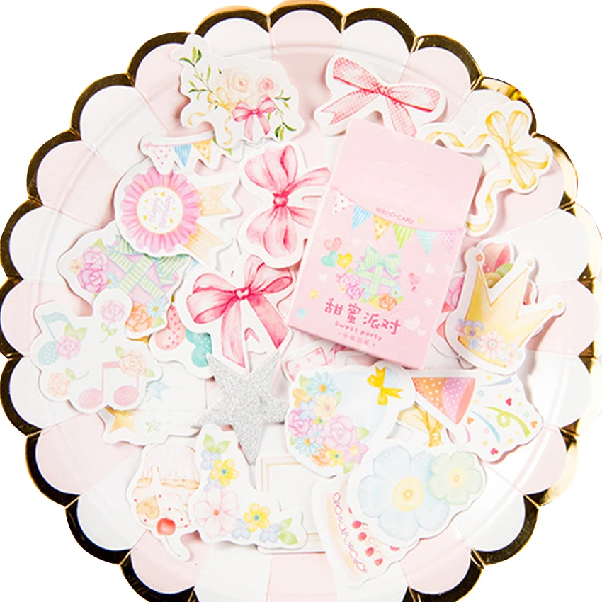 

20packs/lot Pink Sweet party Paper Diary Handmade Paper Lable Sealing Decoration Diy Scrapbooking Stationery Sticker