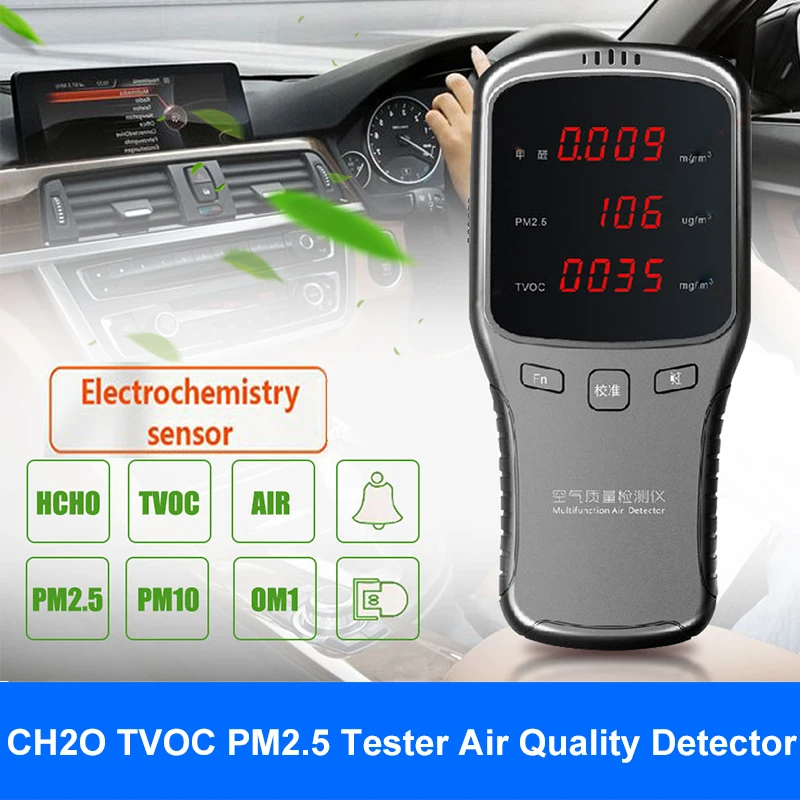 

PM2.5 Detector Portable Accurate Air Quality Monitor Tester Keep Lighting Lithium Battery Chargable Car Detector