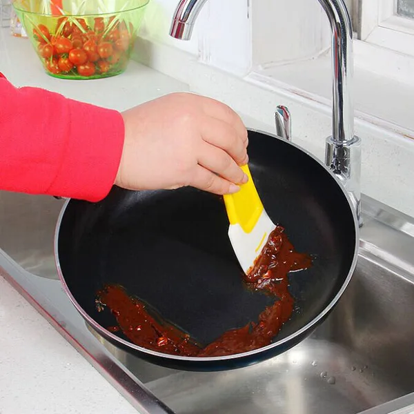 Silicone Cleaning Scraper Spatula Brush Kitchen Pan Cleaning Brush 