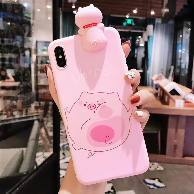 

silicon 3D Cute Cartoon Piglet soft phone case for iphone 6 6s 7 8 plus for iPhone X XR XS MAX cover cases coque Silica gel