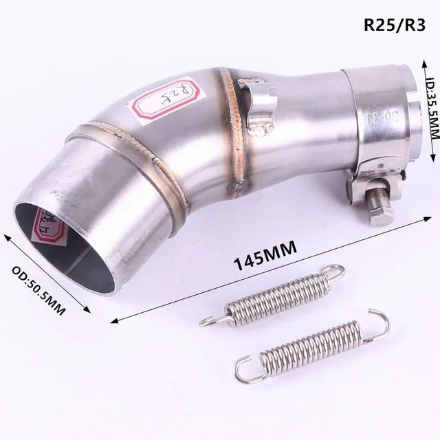 motocicleta Adaptador de conexi/ón de enlace de tubo medio de tubo medio para R25 Tubo intermedio de escape R3 2015-2018
