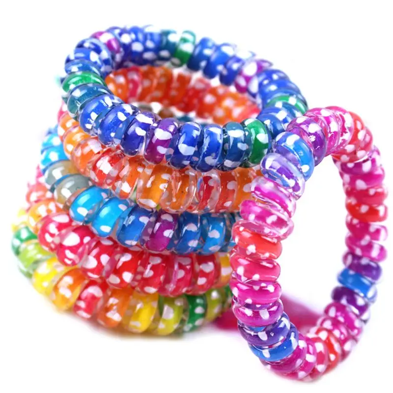 Women Girls Colorful Rainbow Spiral Hair Ties Rope