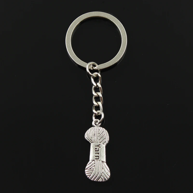 

Fashion yarn skein knit crochet 31x12mm Pendant 30mm Key Ring Metal Chain Silver Men Car Holder Gift Souvenirs Keychain