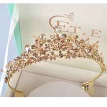 Горный хрусталь жемчужный Дизайн Свадебная Корона Ручной Работы шампанское тиара головная повязка диадема с кристаллами женские свадебные аксессуары для волос