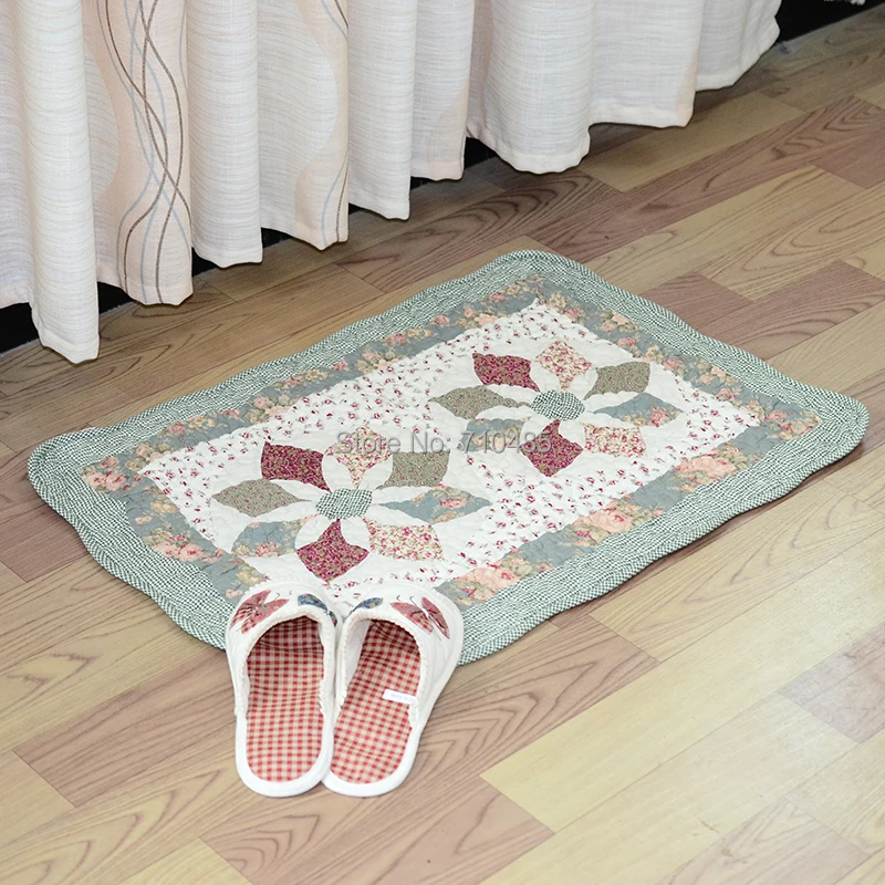 Illusion Geometry Rugs Country Flower Patchwork Cotton Quilted Bath Floor Mat Rug Runnerin Rug