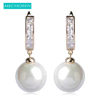 

MECHOSEN Elegant Pearl Earrings For Women Zircon Copper perlas Aretes piercing brincos boucle d'oreill Wedding Jewelry oorbellen