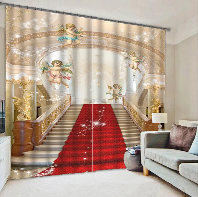 Large Staircase 3D Window Curtain For Living Room-in Curtains from Home