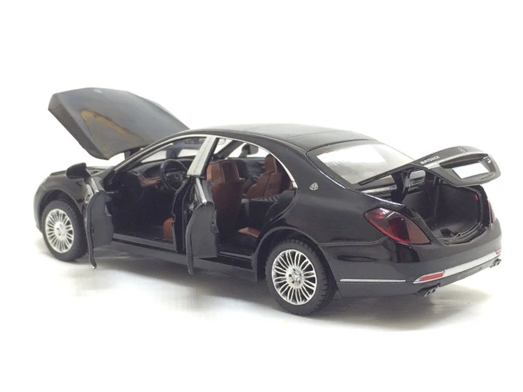 1/32 Maybach S600 литая под давлением металлическая модель автомобиля, игрушечный имитирующий автомобиль, светильник с музыкой, 6 дверей, можно открыть, подарки для детей