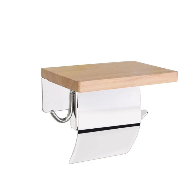 

304 Stainless Steel Bathroom Accessories Toilet Roll Paper Holder with Hook Wall Polished Silver Towel Paper Holder Phone Shelf
