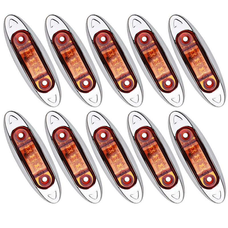 10pcs 3 LED Side Marker Clearance Fish Shape Truck Van Trailer Amber Lamp Light 25cm/9.8inches