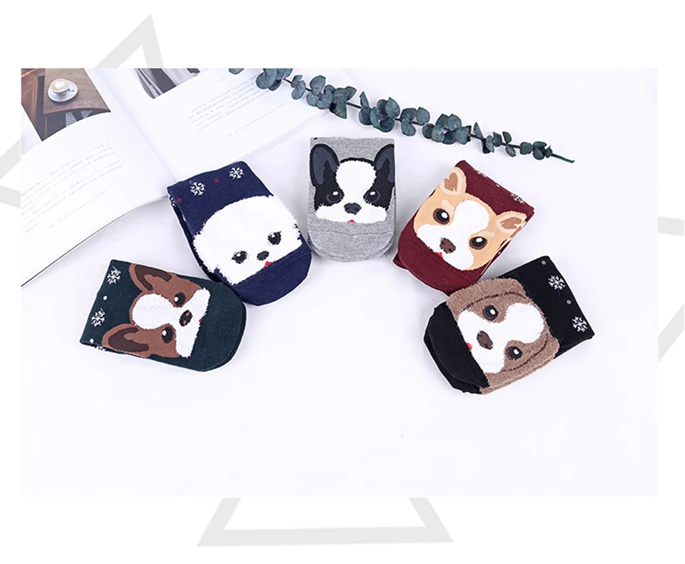 Winter Women Socks Warm Christmas Dog Pattern Cotton Socks Snowflake Comfortable Birthday Gifts Funny Cartoon Shape New Arrivals (10)