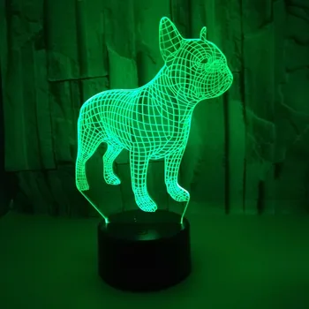 

Cute Bulldog 3D Table Lamp LED Night Light 7 Colors For Kids Gifts Touch Sleep Lighting