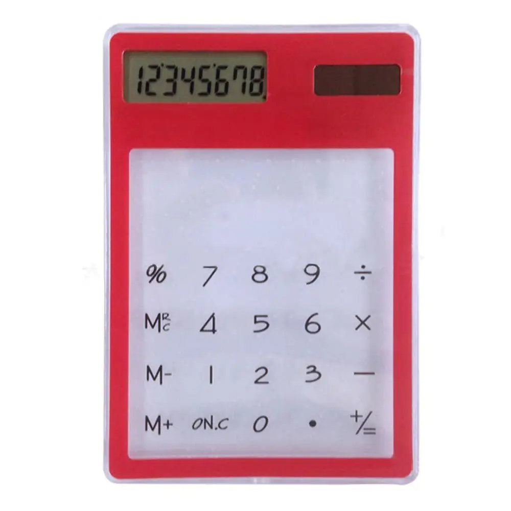 Ультратонкий портативный прозрачный научный калькулятор милый карманный калькулятор солнечные калькуляторы научная встреча - Цвет: Красный