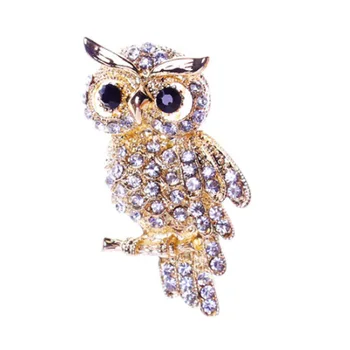 

Gold Crystal Rhinestones Cute Owl Brooches For Women Jewelry