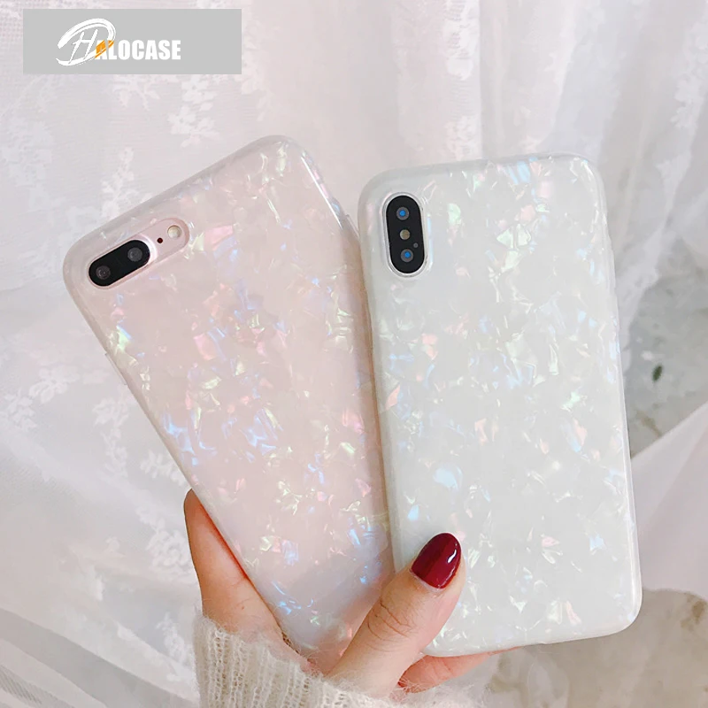 

HALOCASE Glitter Phone Case For iPhone 7 8 Plus Dream Shell Pattern Cases For iPhone XR XS Max 6 6S Plus Soft TPU Silicone Cover