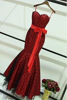 Свадебное официальное платье труба топ невесты вечернее платье-рыбий хвост - Цвет: Красный