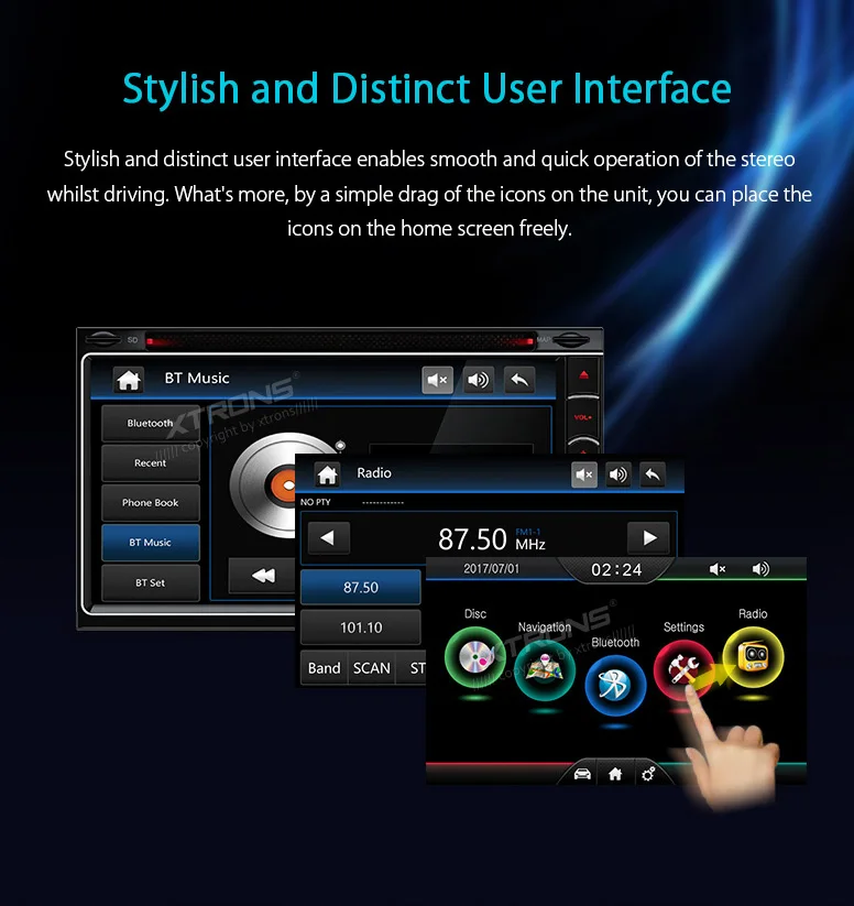 Best XTRONS Universal 6.95" HD Digital Touch Screen Double Din Car autoradio Stereo Radio DVD Player GPS Navigation SD USB SWC 1080P 5