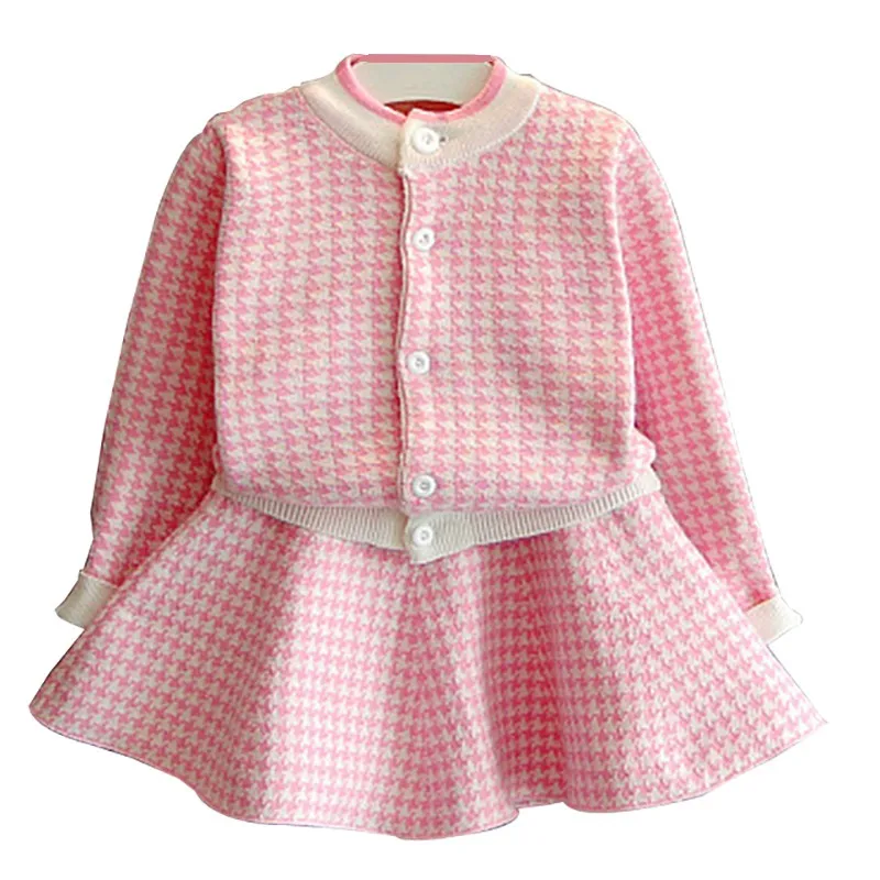 Детская одежда комплекты детской одежды для девочек коллекция года, осенняя одежда для девочек, свитер, блузка+ короткие юбки Модный комплект из 2 предметов Детский костюм - Цвет: Розовый