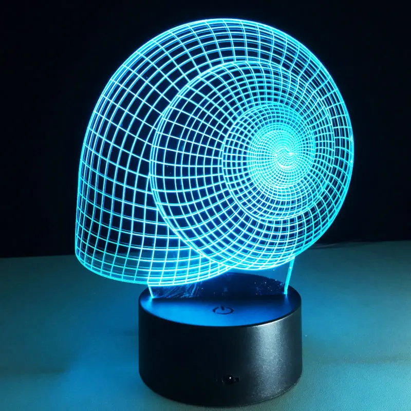 3D Snail Shell lamp Visual Night Light LED Illusion Bedroom USB table Lam Color-changing As Home decoration | Лампы и освещение
