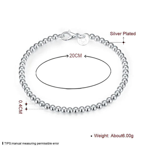 Оптом, покрытые серебром браслеты, покрытые серебром модные ювелирные изделия 4 мм браслет KDH198