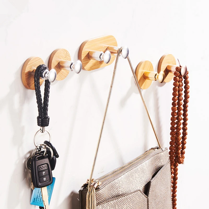 Bamboo Clothes Hooks Lightweight Sticker Rustproof Living Room Bedroom