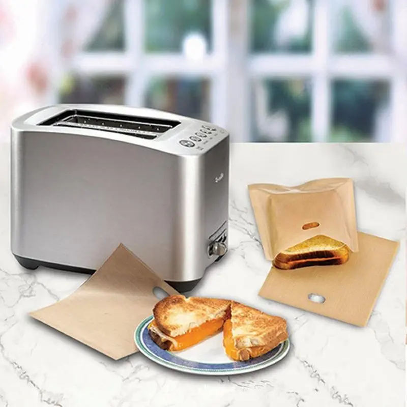

2pcs Toaster Bags for Grilled Cheese Sandwiches Made Easy Reusable Non-stick Baked Toast Bread Bags