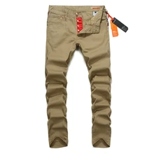Кнопка Брюки Мужчин Slim Fit Denim Khaki Брюки Mix Печати Superably Марка Джинсы Брюки С Логотипом Мужские Брюки-Карго 28-38 U228A