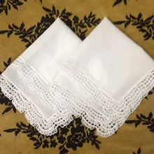 Набор из 12 модных платков, 12-дюймовые белые хлопковые Свадебные Платки с милым сердцем, винтажная кружевная окантовка для невесты