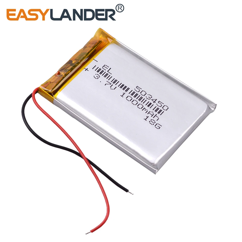 

503450 3.7V 1000mAh Lithium Polymer LiPo Rechargeable Battery li ion cells For Mp4 GPS DVD PAD electric toys camera recorder