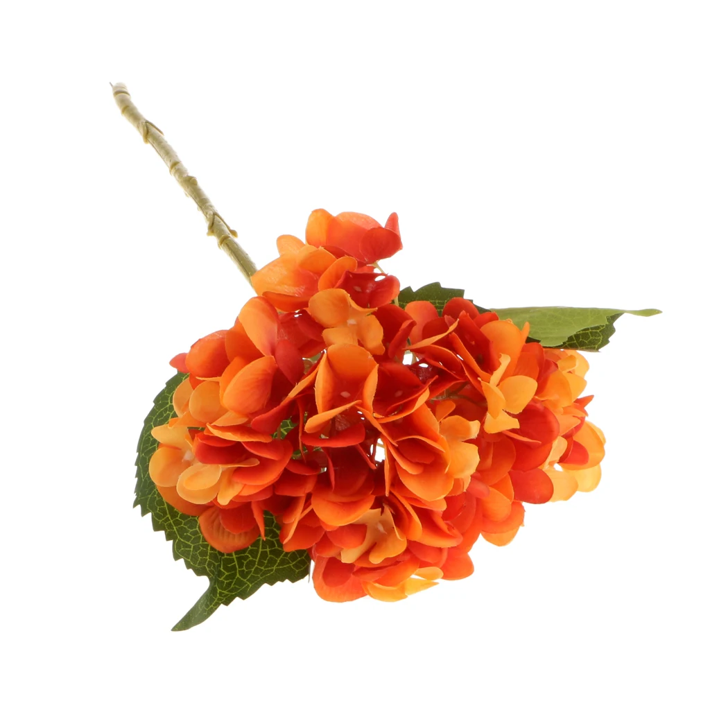 Artificial Hydrangea Rose Silk Peony Flower Room Garden Wedding Decor Orange