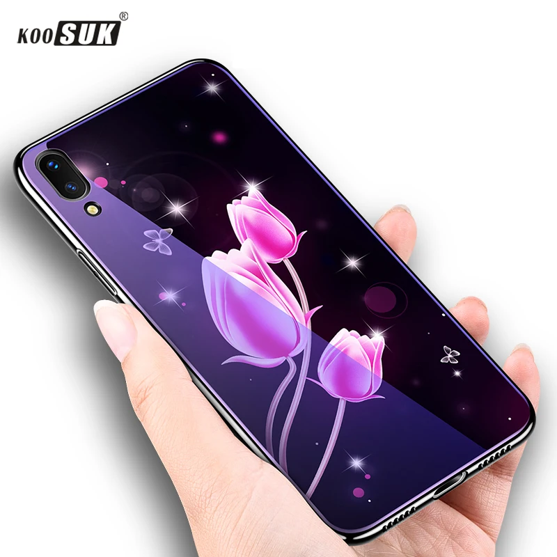VIVO Y97 Case Cover Tempered Glass Phone Back Shell Soft Edge Electroplating soft side Glass Cqoue For BBK VIVO Y97 Cases Funda VIVO Y97 Case Cover Tempered Glass Phone Back Shell Soft Edge Electroplating soft side Glass Cqoue For BBK VIVO Y97 Cases Funda