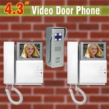 4.3 inch LCD Screen Video Door Phone Intercom System Aluminum Alloy Camera Video Doorbell Intercom Video Door bell 1V2