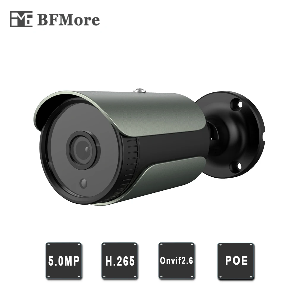 

BFMore H.265+ H.265 48V POE 5.0MP IP Camera 2592x1944 Onvif2.6 Outdoor Waterproof Security Video Surveillance P2P Email Alarm