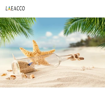 

Laeacco Drifting Bottle Starfish Summer Scenic Seaside Beach Baby Portrait Photo Background Photographic Backdrop Photo Studio