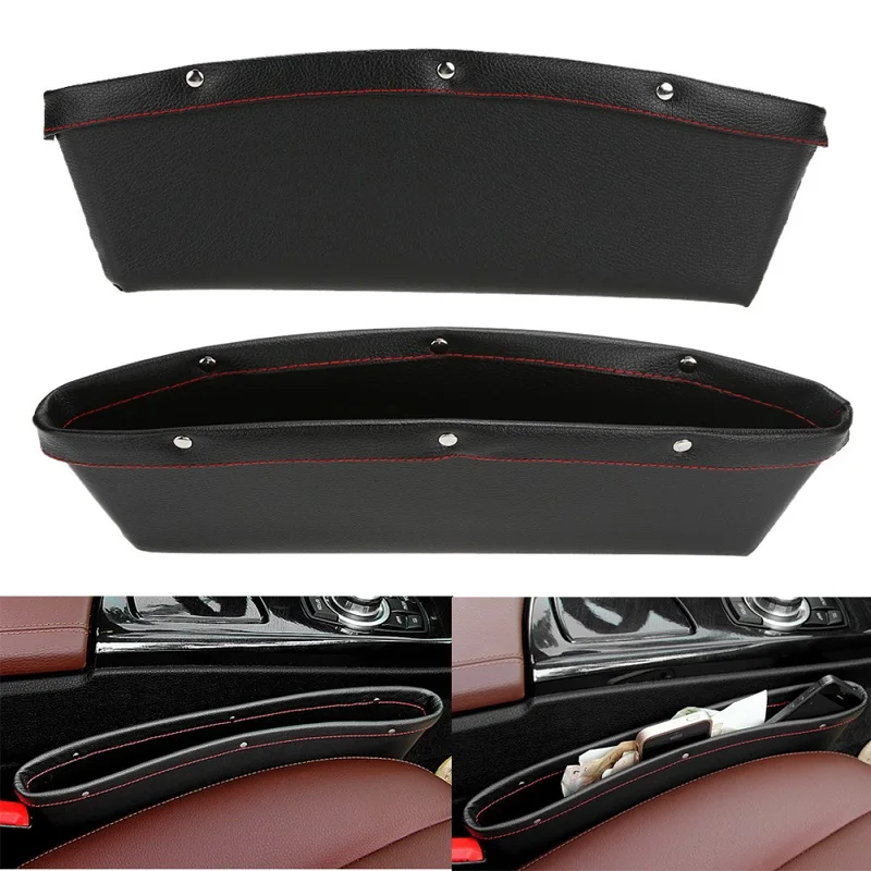 

1pc Leather Car-Styling Gap Pocket Holder Organizer in Car Seat and Console Store All Drop Auto Seat Seam Storage Holder