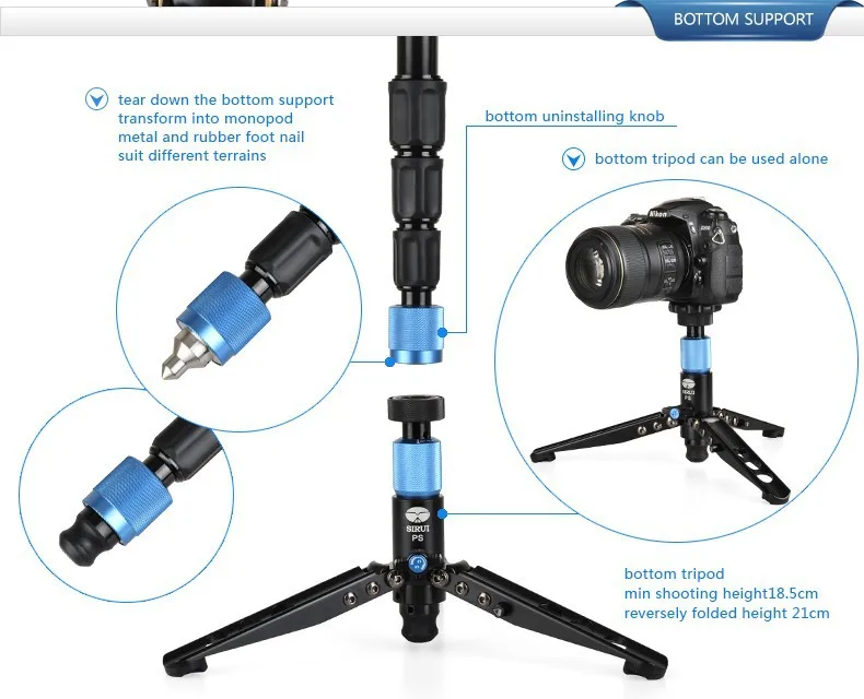 Sirui Unipod монопод P-224S из углеродного волокна Камера ножка штатива поддержка видеокамеры Профессиональный легкий вес DHL