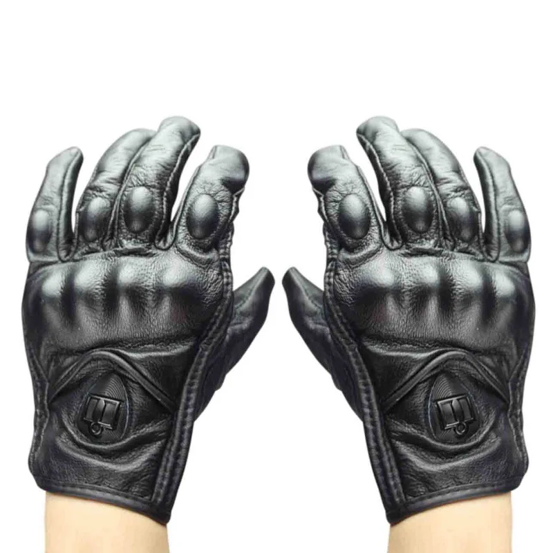 

Autumn Top Sports Glove real Leather Full Finger Black Riding Men MTB Road Bike Gloves Bicycle Protective Gears Cycling Glove
