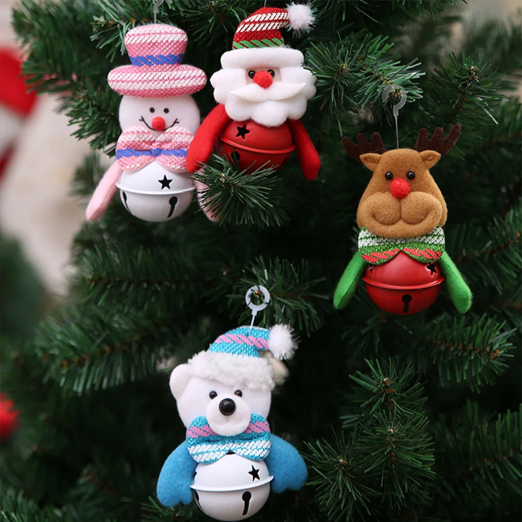 

Non-woven Santa Claus Snowman Ornaments Christmas Tree Decor Supplies Christmas Hanging Bells 11x7cm 2019