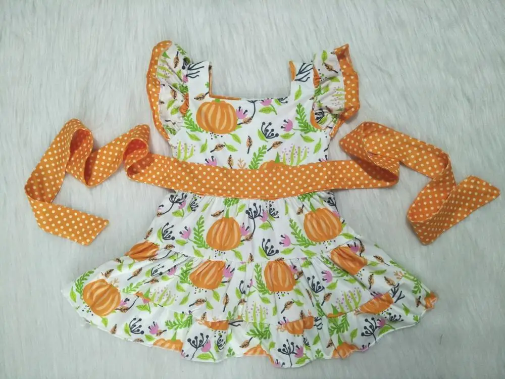 

hot selling summer lovely pumpkin pattern girl dress