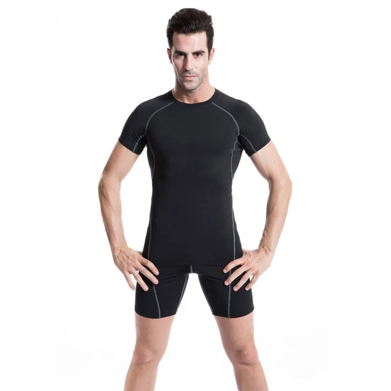Men Running Tight Short T-shirt compression Quick dry t shirt Male Gym Fitness Bodybuilding jogging Tees Running Slim Fit shirts