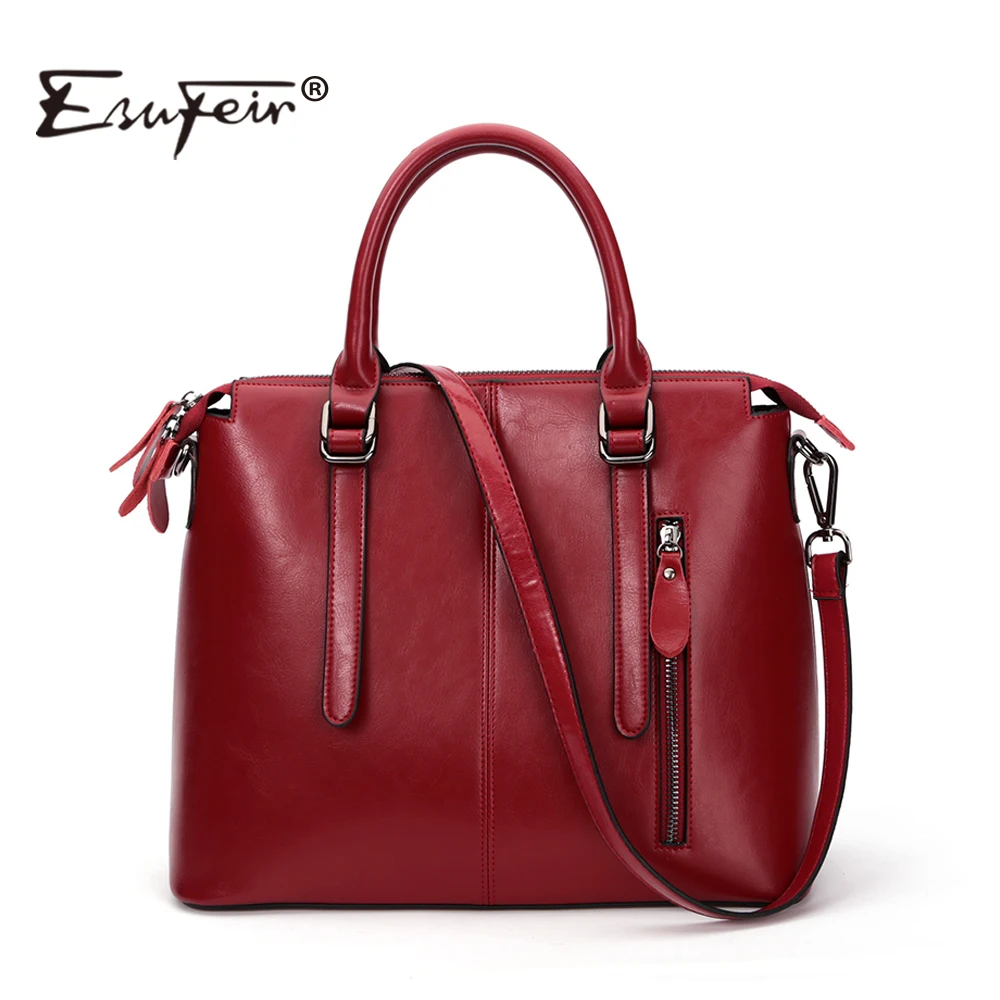 New 2017 Fashion Brand Genuine leather Women Handbag Europe and America Oil Wax Leather Shoulder Bag Casual Women Bag KJ036