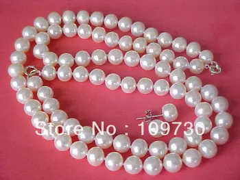 

Jewelry 00239 1set 8mm White Sea Pearl Necklace Bangle Earring (A0427)