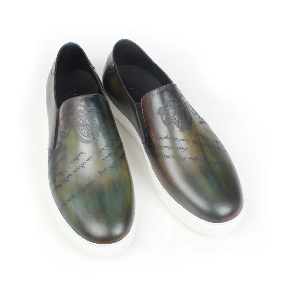 VIKEDUO New Flats Shoes For Men Casual Patina Leather Sneakers Luxury Engraving Mans Sports Footwear Bespoke Shoes Zapato Hombre VIKEDUO New Flats Shoes For Men Casual Patina Leather Sneakers Luxury Engraving Mans Sports Footwear Bespoke Shoes Zapato Hombre