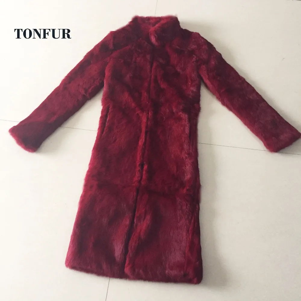 

2019 New Season Vintage Casual Style X Long Thick Rabbit Fur Coat Ture Real Full Pelt Rabbit Fur Overcoat TSR210