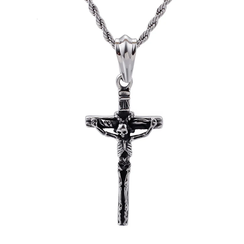 

Stainless Steel Cross Pendant Necklace Men's Crucifix Jesus Cross Necklace Men Chain Stainless Catholic Jewelry