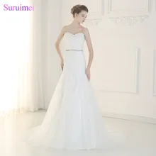 Vestidos De Noiva sereia Vestido De Noiva Manga Longa 2017 Branco Apliques de Renda Do Vestido de Casamento com Faixa Frisada